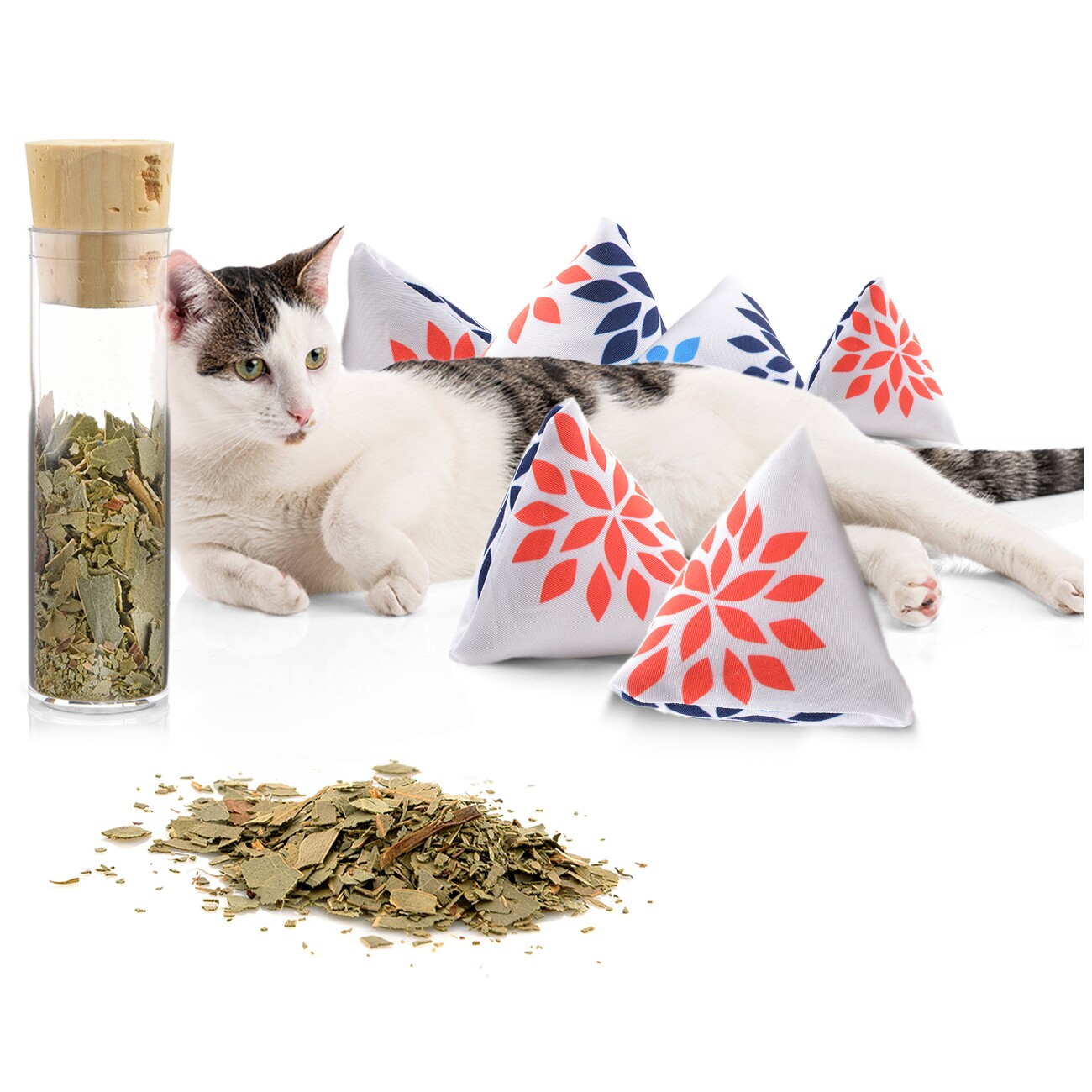 Canadian Cat Company Catnipspielzeug 6x Schmusepyramide Nordic Flower