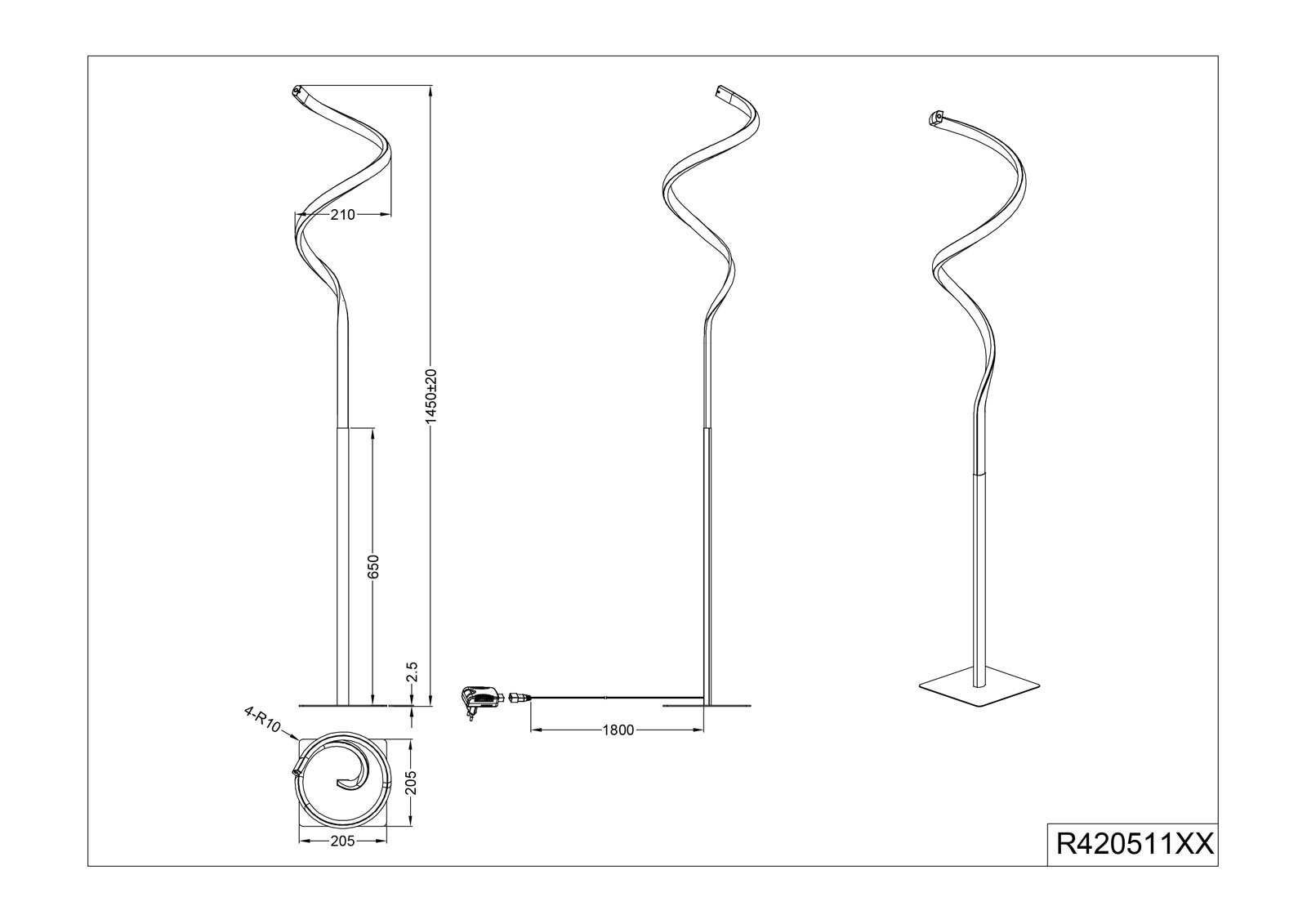 RL LED Stehlampe COURSE nickelfarbig
