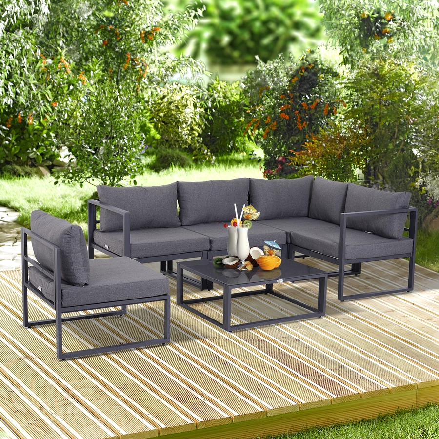 Outsunny Gartensofaset für 4–5 Personen grau