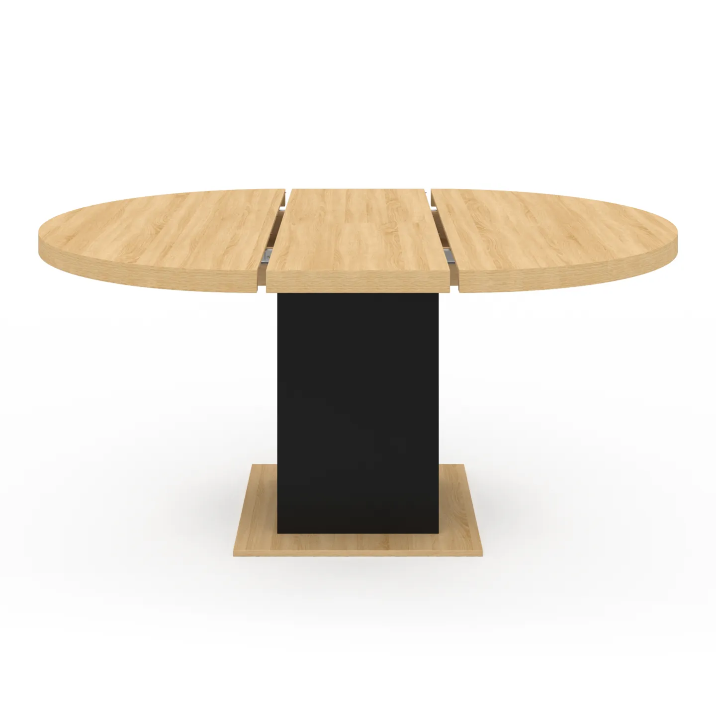 Table à manger extensible ronde EDEN 4-8 personnes bois et noir 120-160 cm