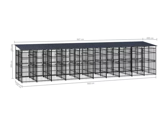 Chenil cage enclos pac noire 960 x 192 x 200 cm 02_0041751