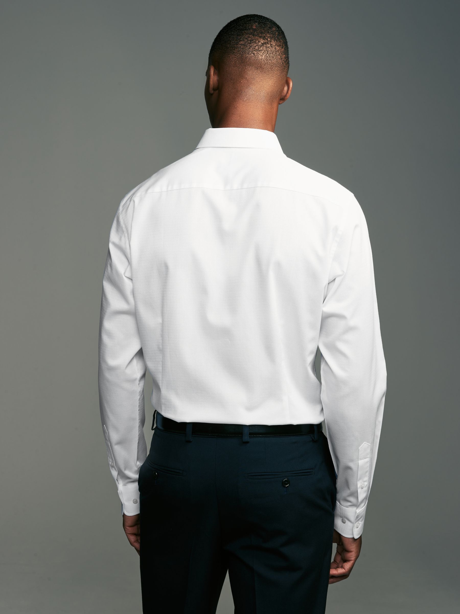 Wit - Easy Care Textured Slim Fit Single Cuff Smart Shirts 2 Pack