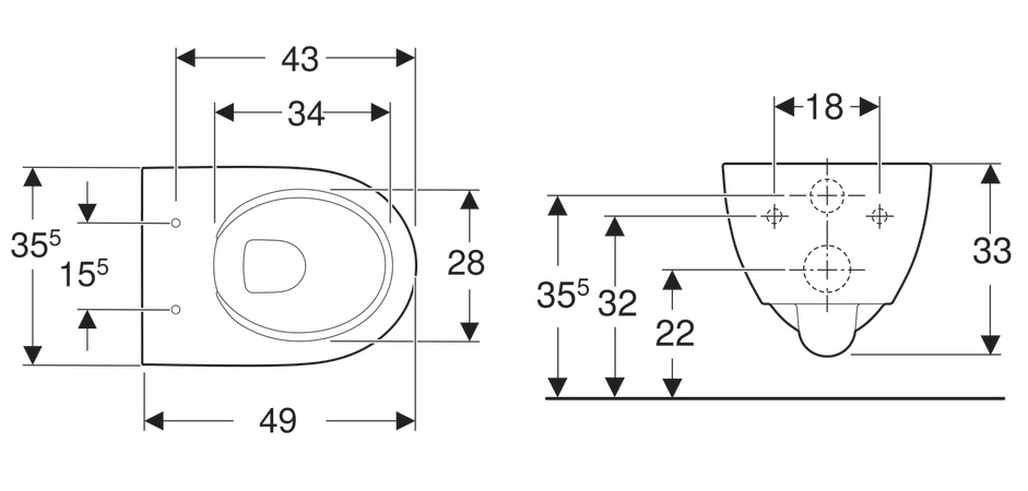 Geberit Renova Compact hangend randloos toilet met KeraTect en verborgen bevestiging wit glans