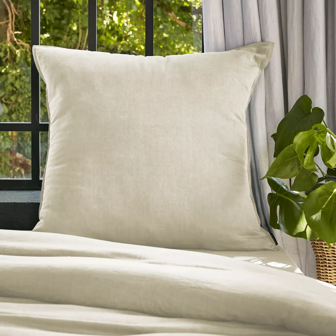 Taie d'oreiller carrée lyocell Tencel™ lavé (80 x 80 cm) Olivia Beige pampa