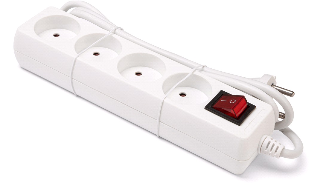 Stikdåse on/off med 4 udtag 1,5 m kabel