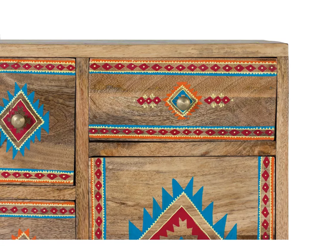 Table de chevet en bois de manguier multicolore MULTICOLOR.Giner y Colomer.65x29x43