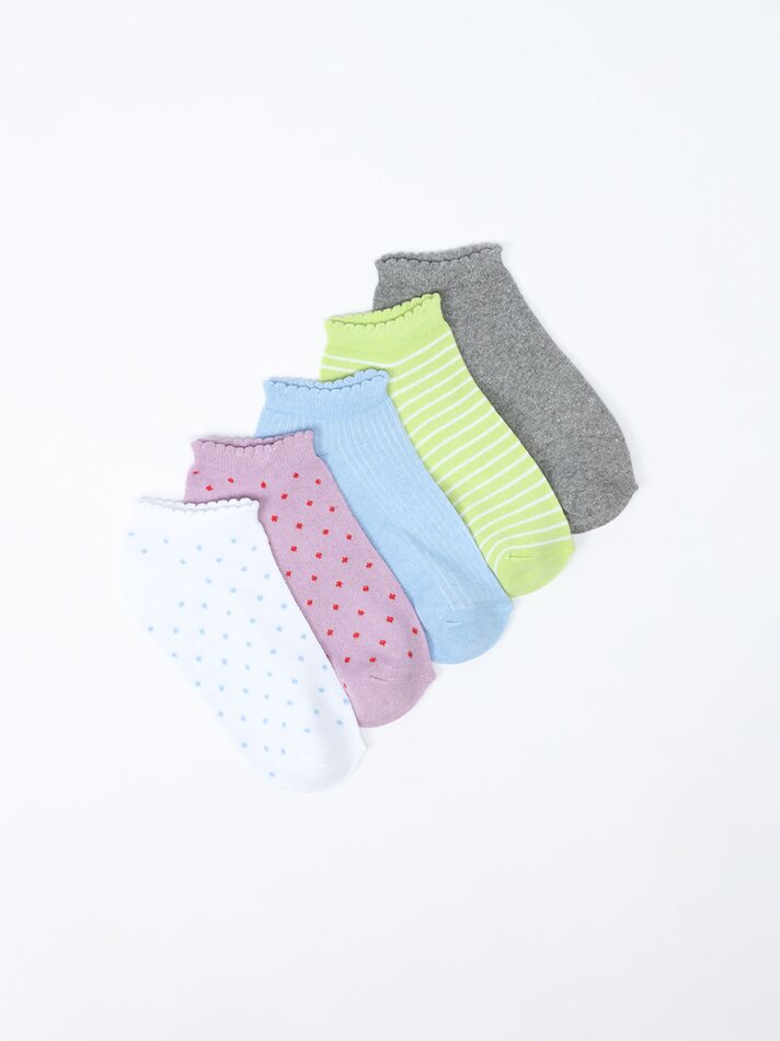 Pacote com 5 pares de meias curtas sortidas - Diversas