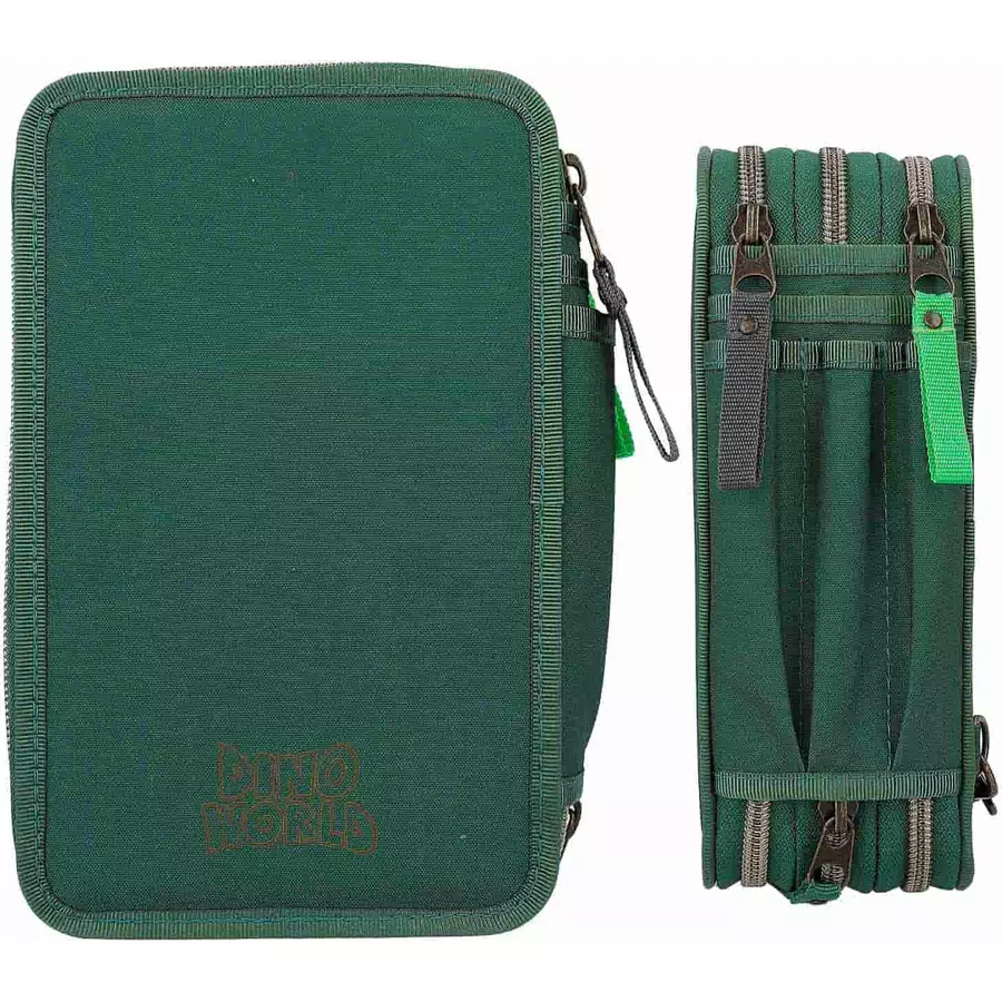 Depesche 3-Fach Federtasche T-Rex Dino World 20 x 13 cm grün
