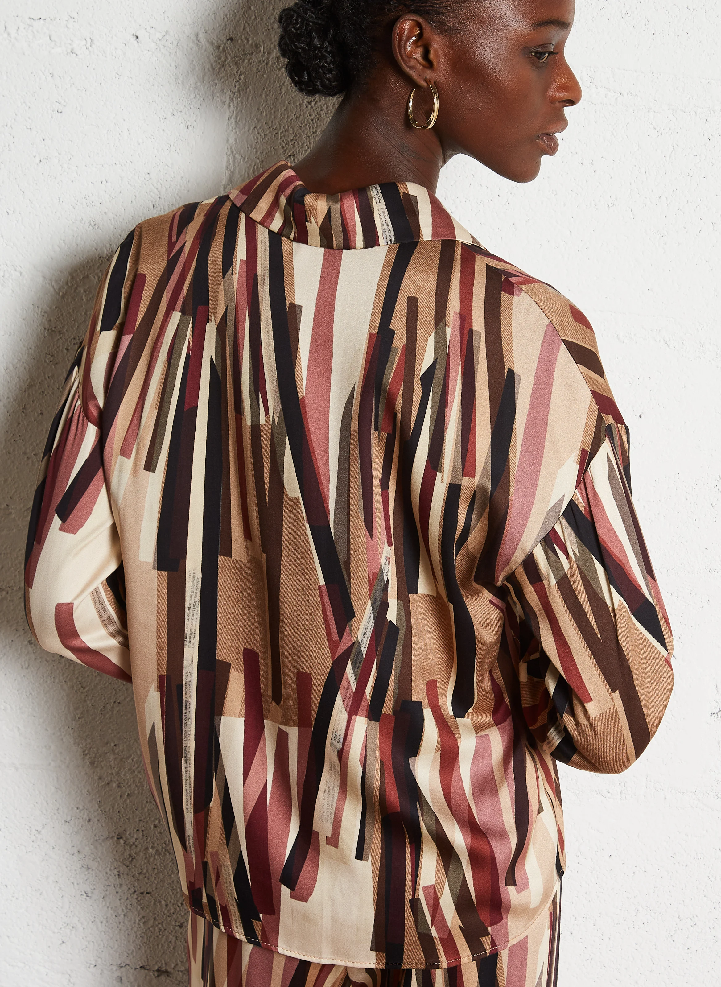 Chemise col classique imprimée | Beige