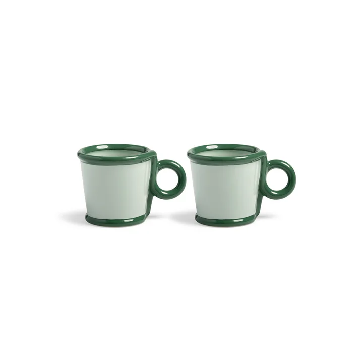 &klevering - Loop Becher mit Henkel 100 ml, grün (2er-Set)