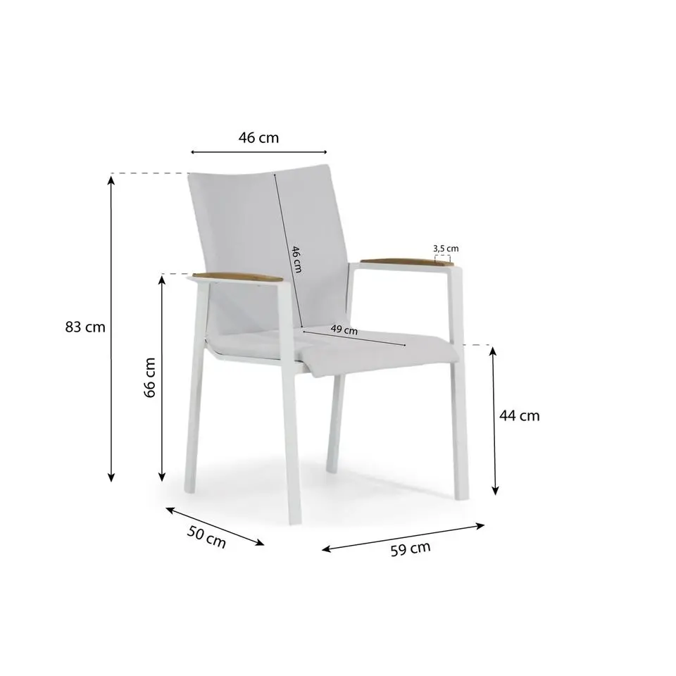 Tuinset 4 personen 180 cm Aluminium/Textileen /Aluminium/textileen Wit