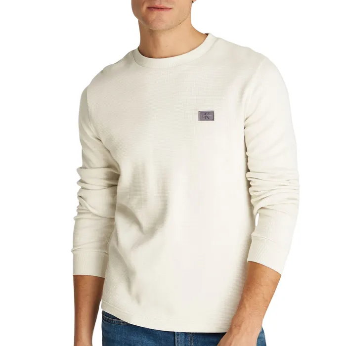 Calvin Klein Woven Label Waffle Longsleeve Shirt Heren