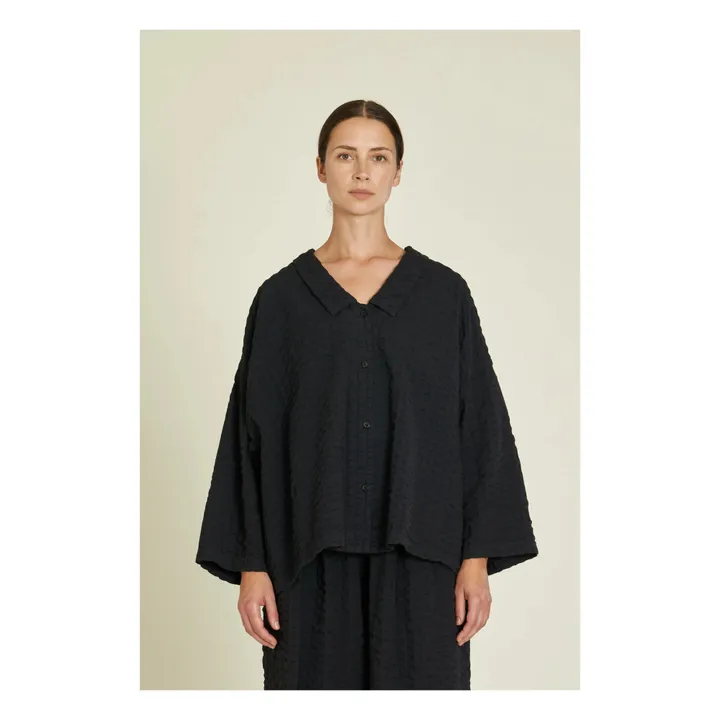 Black Crane Chemise Chelsea Seersucker | Noir