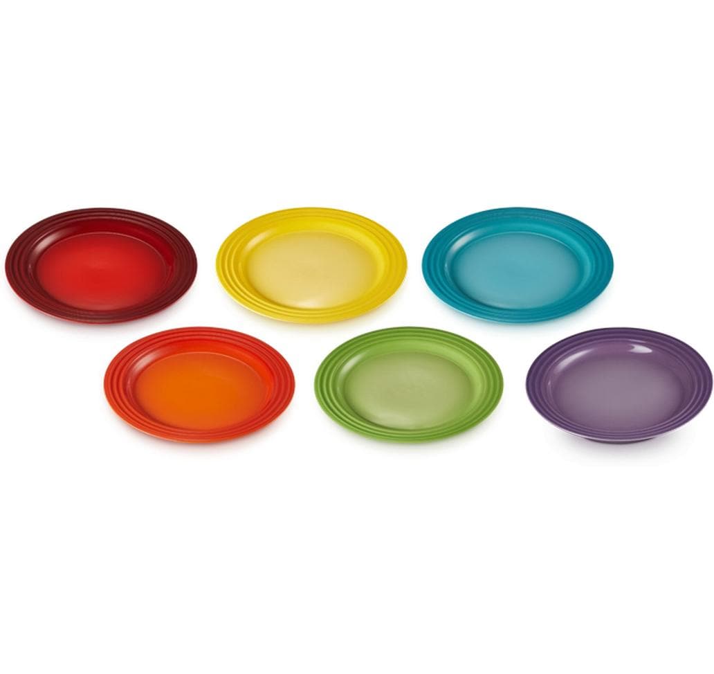 Frühstückteller Ø 22cm, 6 Stück, RegenbogenTeller-Set aus Steinzeug