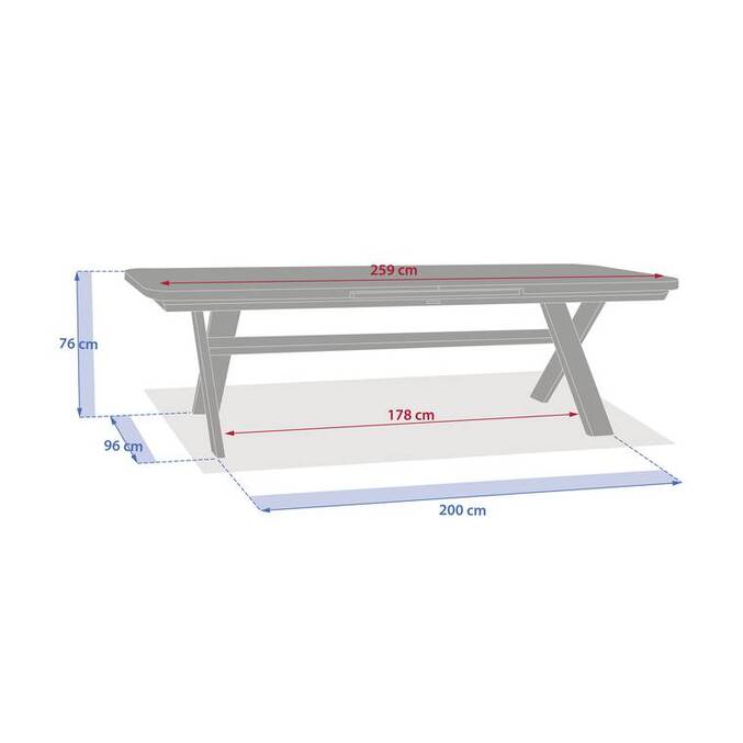 Table de jardin extensible rectangulaire VOLUPTY Sarrasin / Café