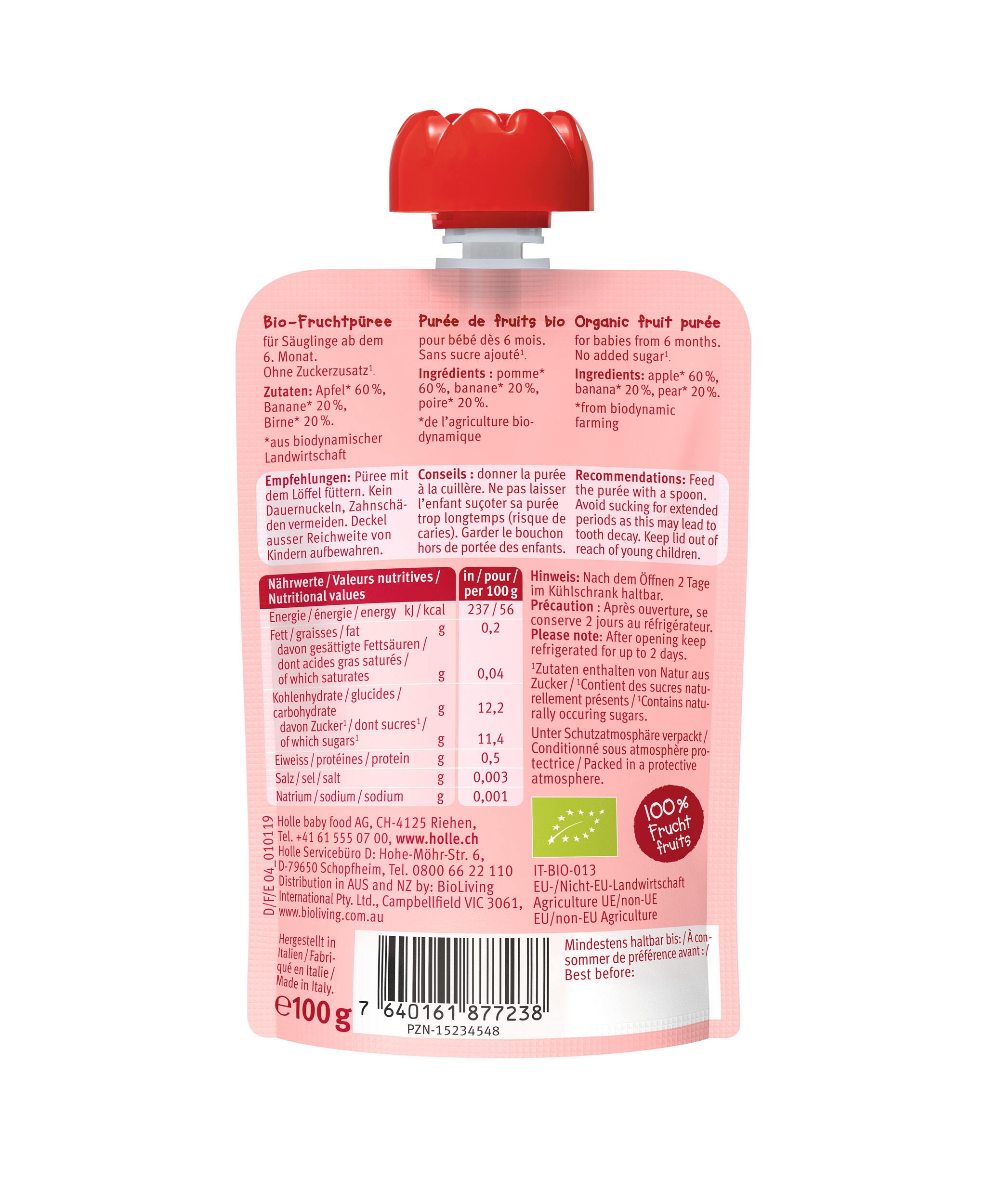 HOLLE Apple Ant Pouchy Apfel & Banane mit Birne 100 g