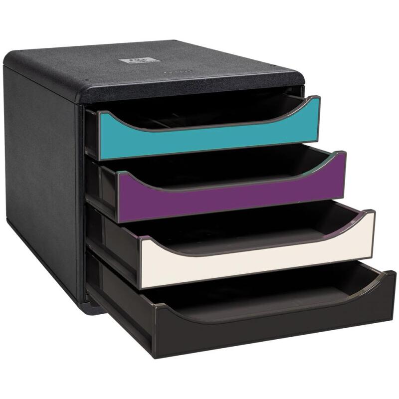 Module de classement Big Box 4 tiroirs Titane - Couleurs assorties