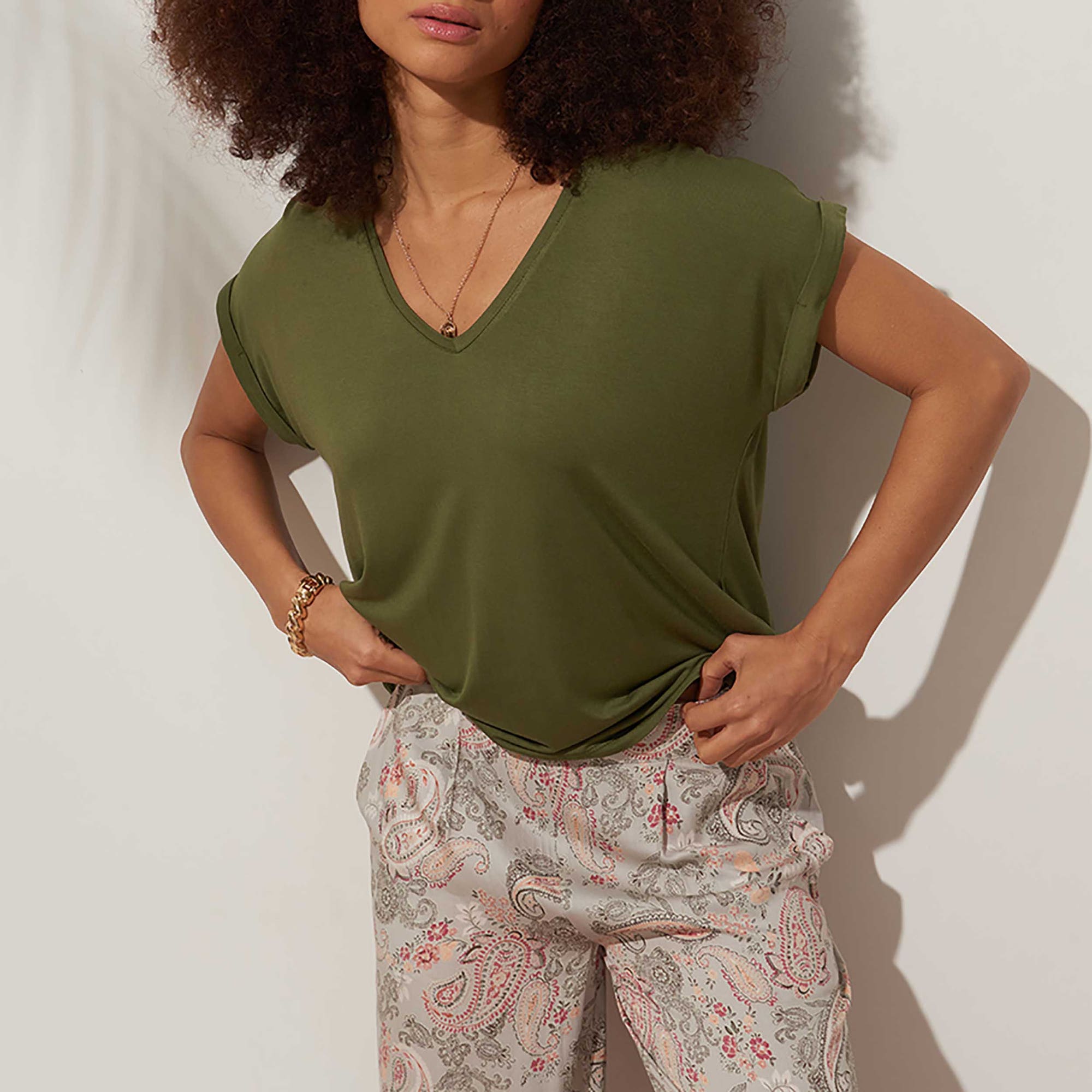 T-shirt Femme kaki