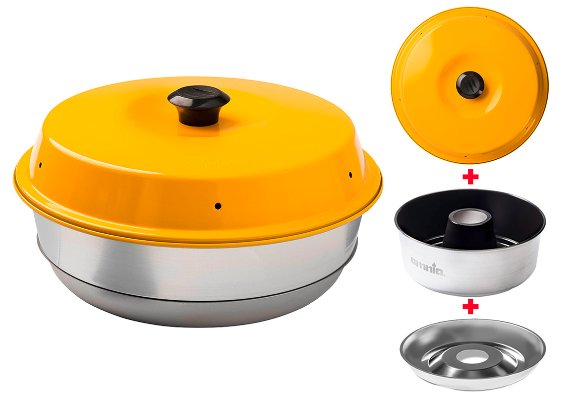 Omnia Campingbackofen Set 3-teilig mit Maxiform Antihaftbeschichtung 3 Liter Gelb