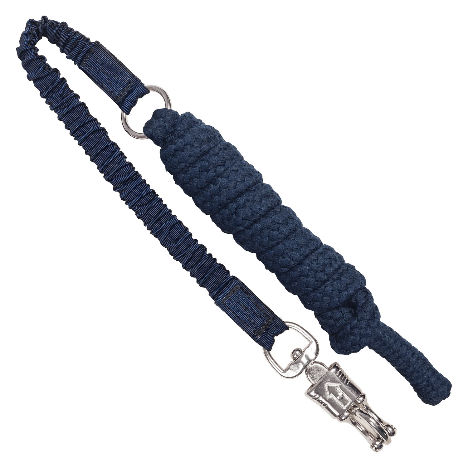Führ- und Anbindestrick mit Elastik-Zwischenstück  - navy - 2 m