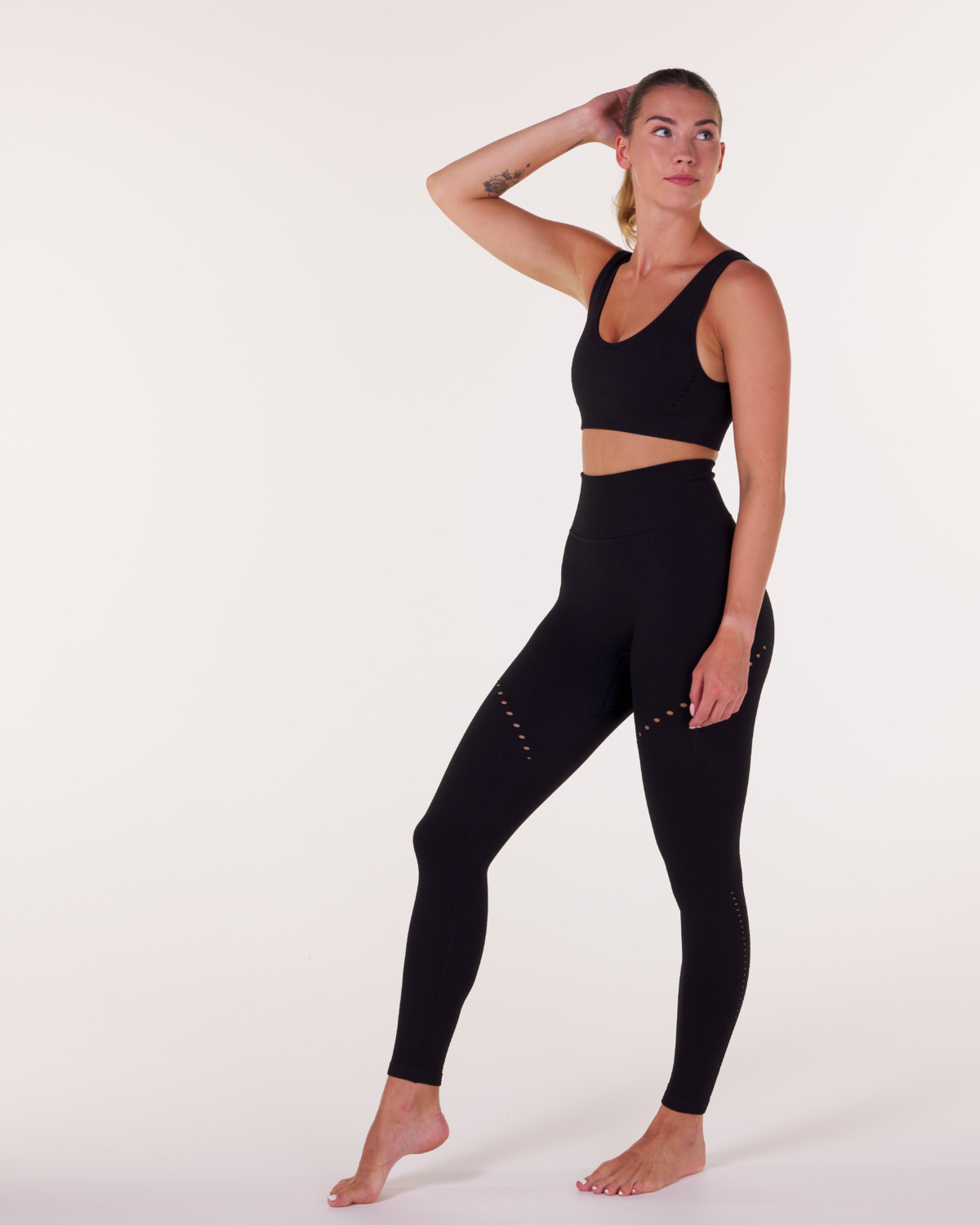 LEVITY Balance Herringbone Seamless Tights Black Marl