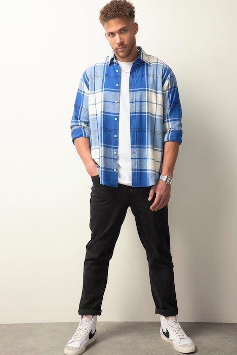 STHUGE Karo-Flanellhemd, Langarm, Modern Fit, Kentkragen, bis 8 XL