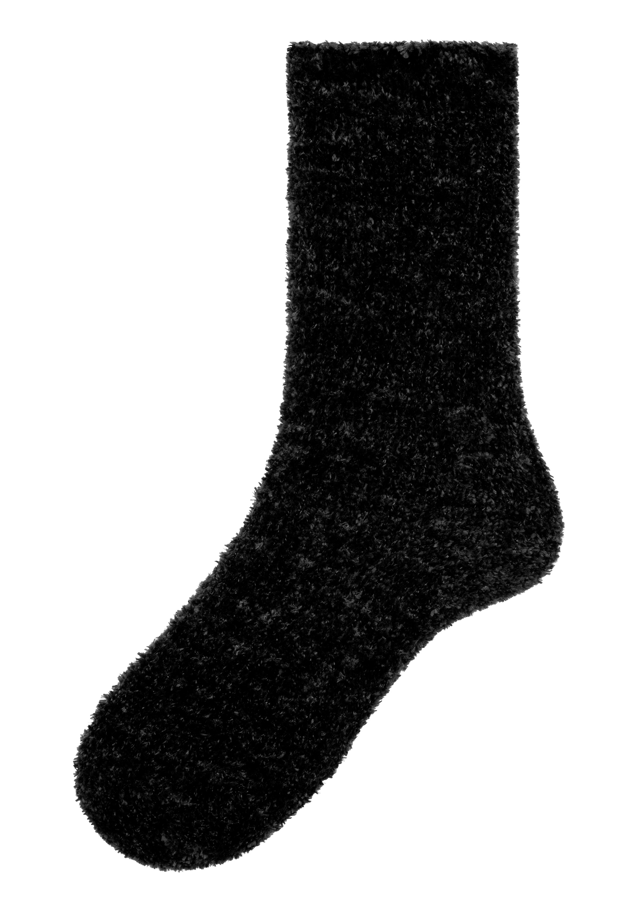 Lavana Kuschelsocken Packung, 5 Stk. tlg. Bettsocken aus weichem, leicht glänzendem Chenillegarn