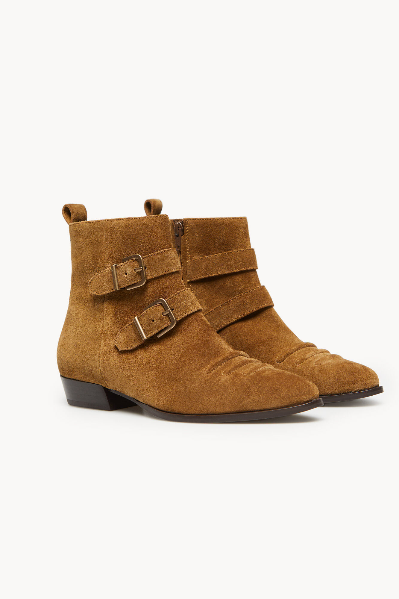 Botas de cano curto Cleo em couro - Marrom