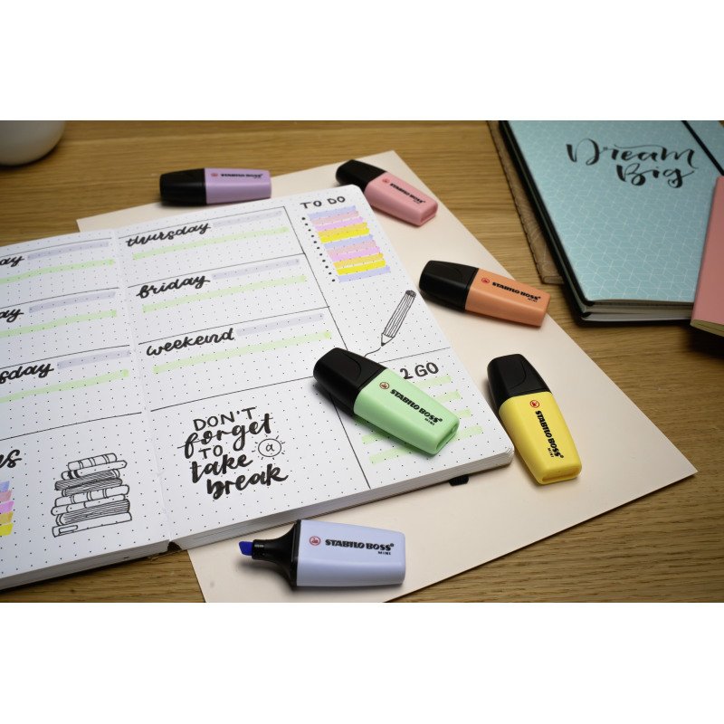 Surligneur Stabilo Boss pastel mini - Etui carton de 6