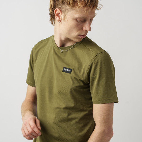 GripGrab EXPLR Technical T-shirt Olive Green herre