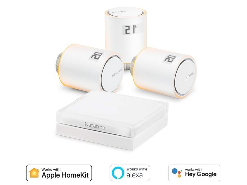 Netatmo Comfort Smarter Thermostat Starter Pack 3x Thermost Netatmo 3x Smarte Heizkörperthermostate   Hub | Smartes Heizkörperthermostat Komplett-Paket mit 3x Smarten Heizkörperthermostaten & 1x Hub