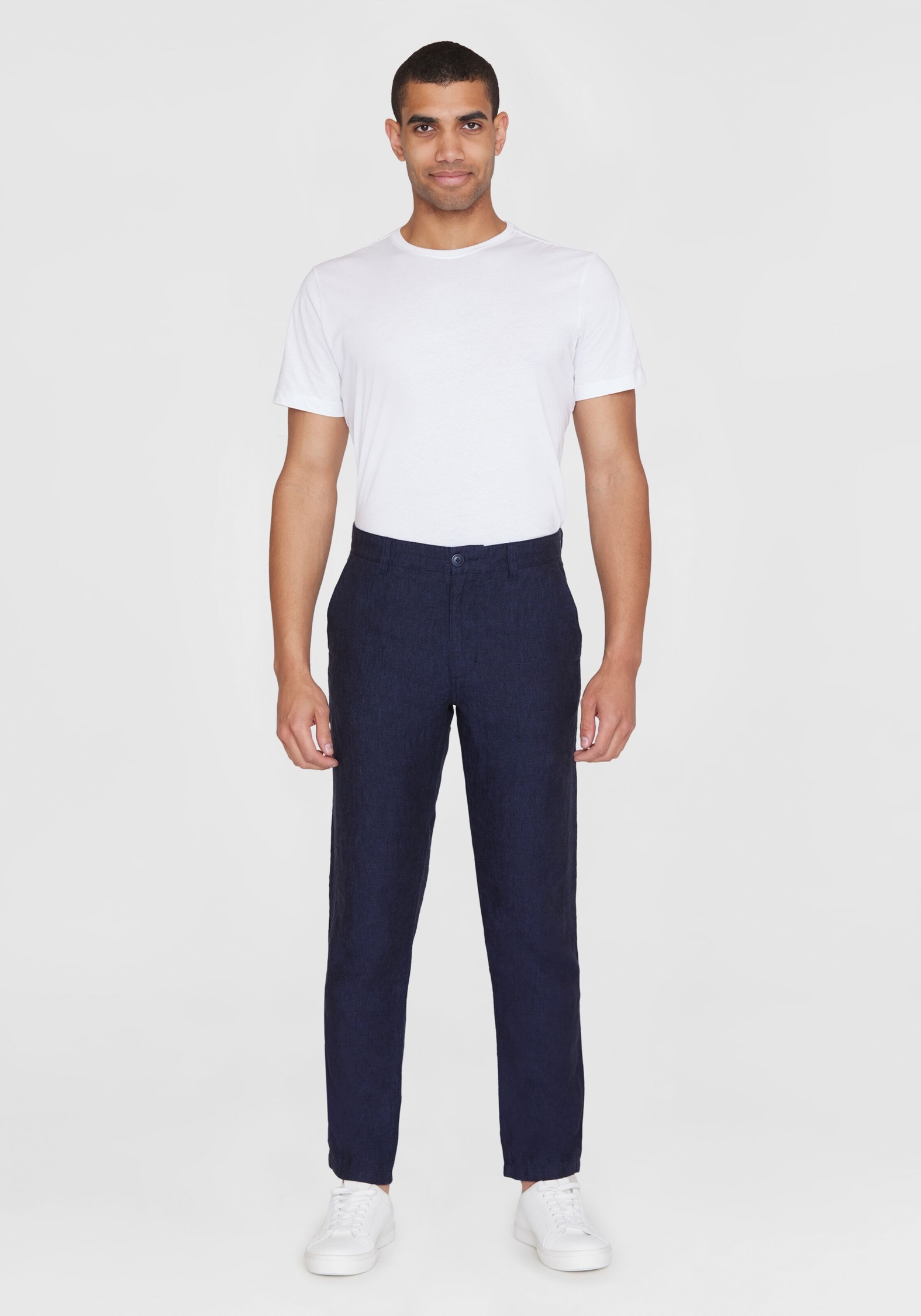 Knowledge Cotton Apparel Leinenhose Chuck Regular Linen Pants Yarndyed - Total Eclipse