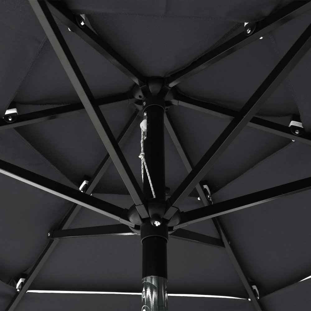 Parasol à 3 niveaux avec mât en aluminium 2 m anthracite