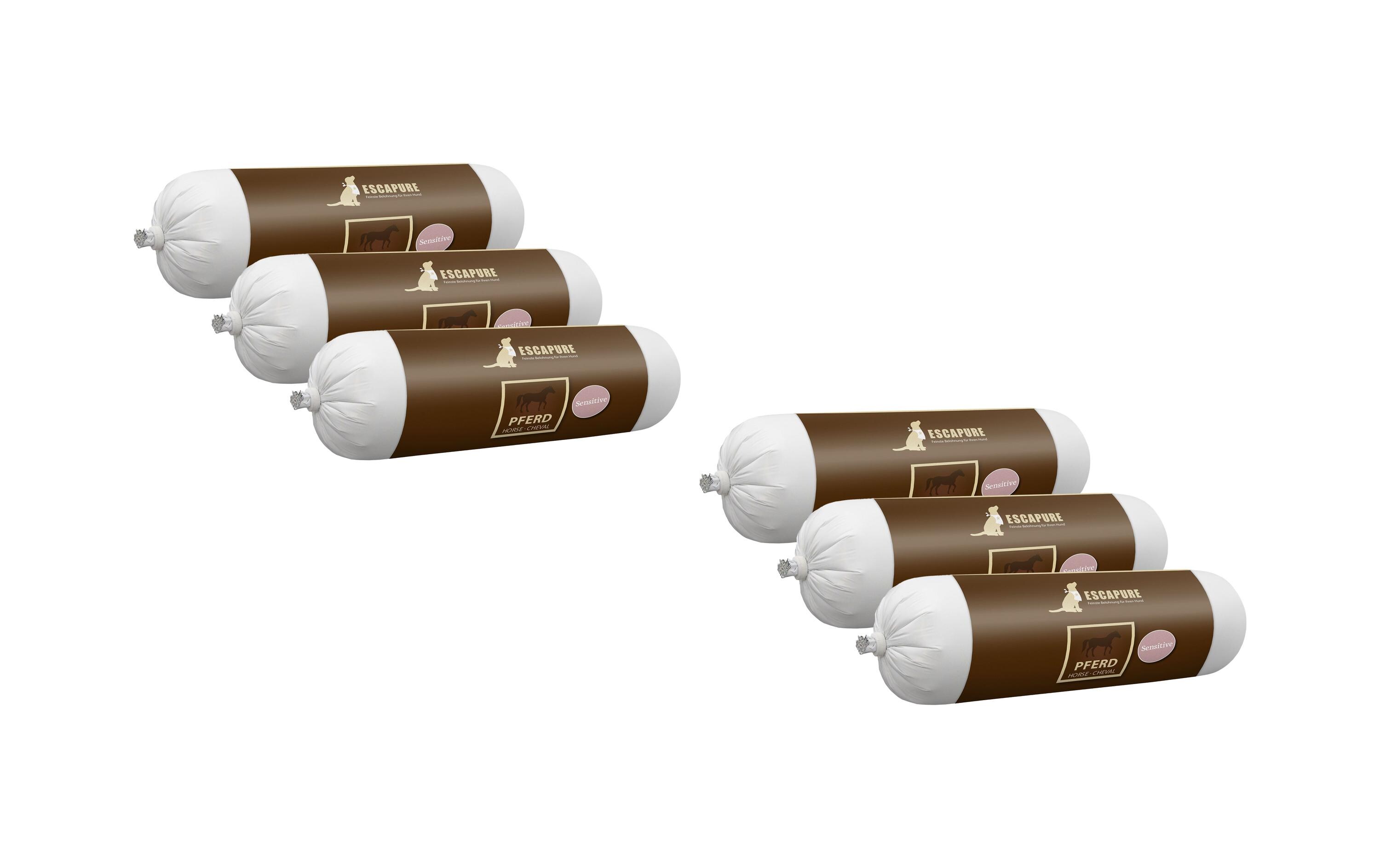 Nassfutter Wurst Pferd, 6 x 400 gAlleinfutter für ausgewachsene Hunde