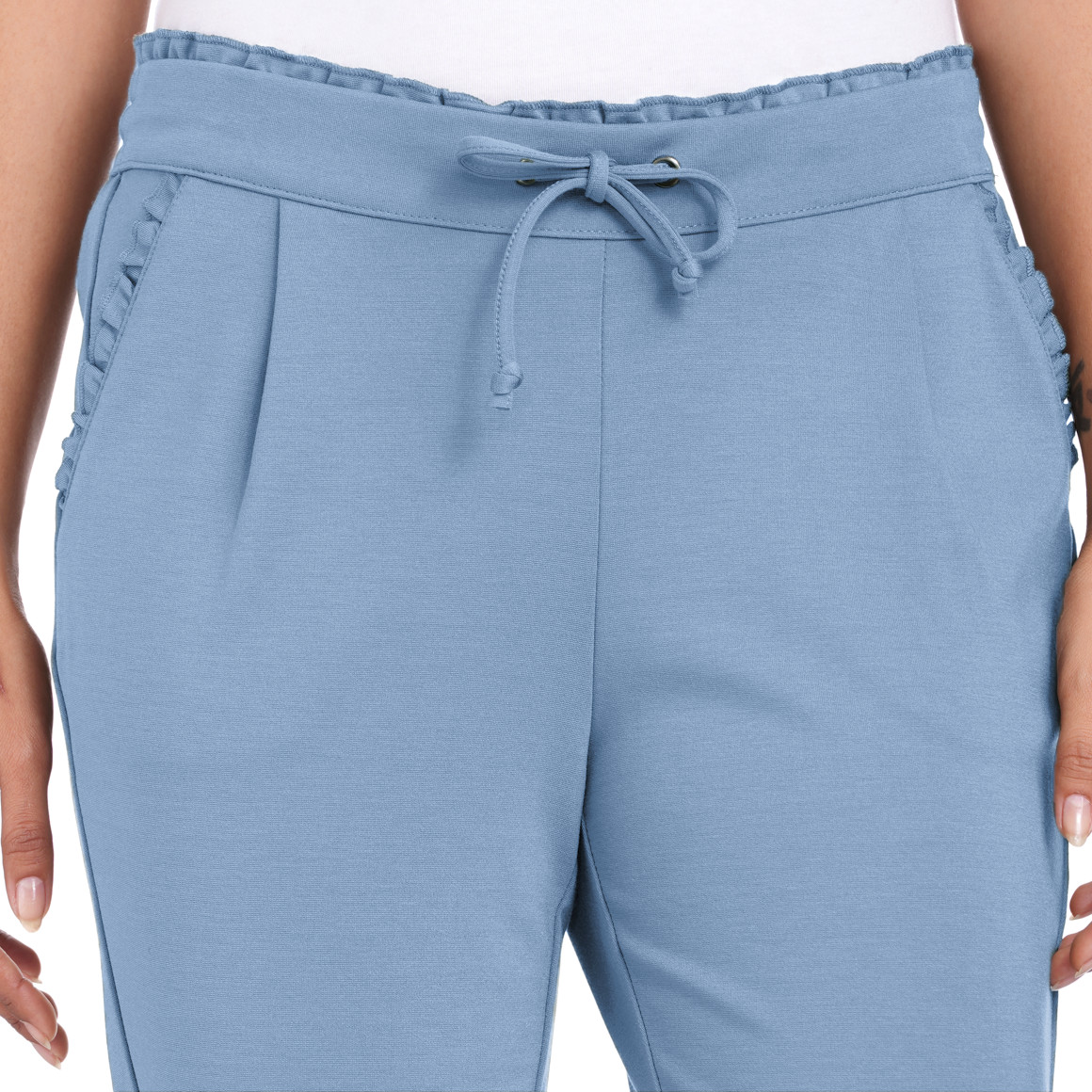 Gina Damen Jogpants mit Rüschen hellblau