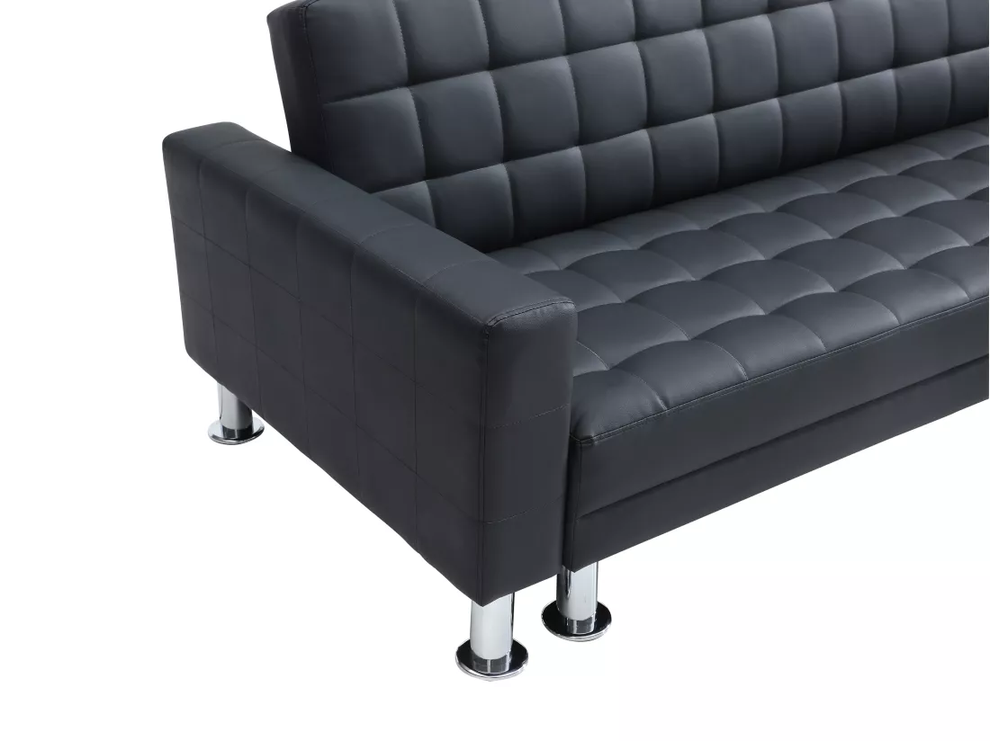 Canapé d'angle convertible et réversible en simili noir WILLIS II