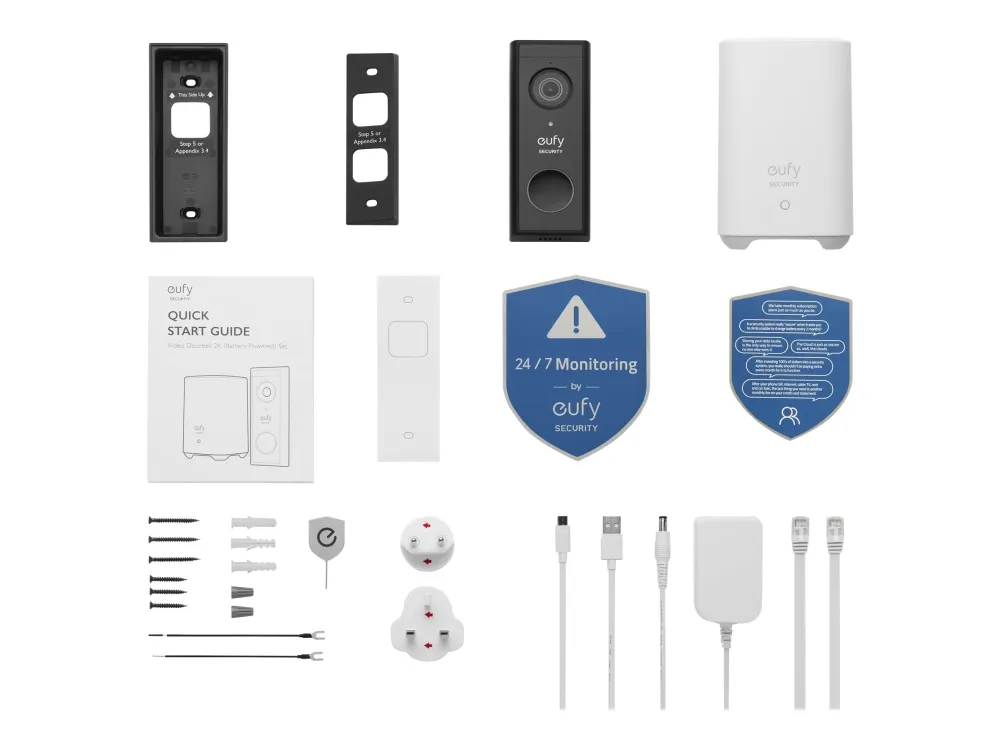 Eufy Security Video Doorbell - Dørklokkesæt - trådløs - Wi-Fi - 2.4 Ghz