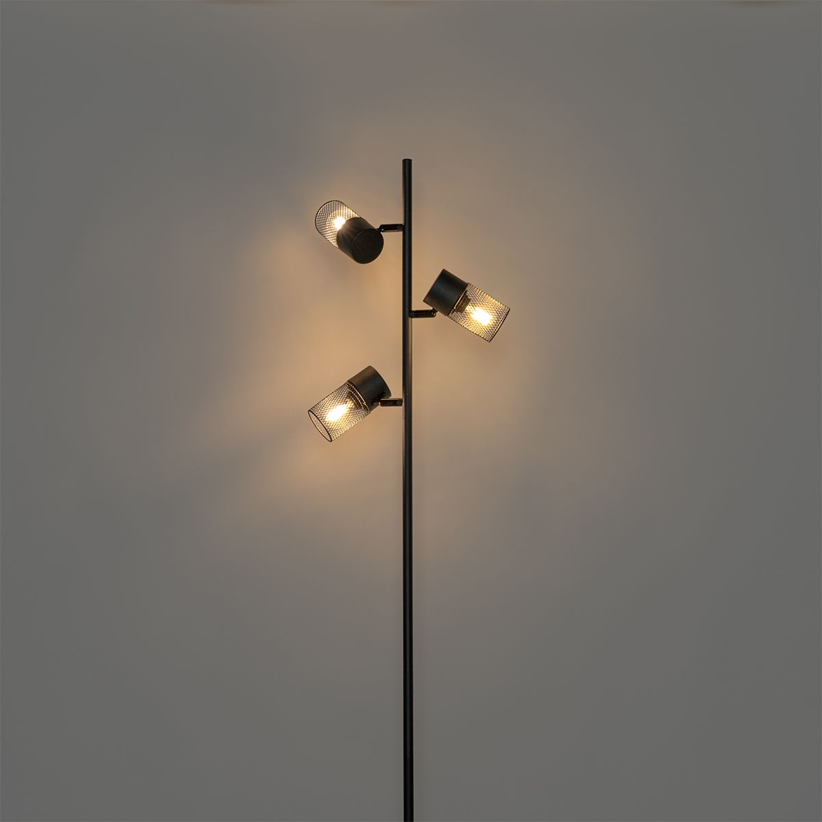 Industriële vloerlamp zwart 3-lichts - Jim