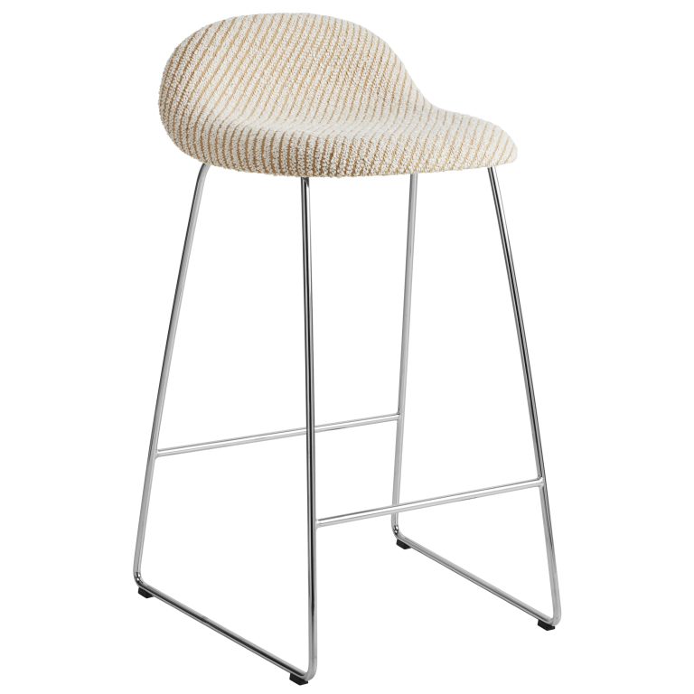 Gubi GUBI 3D barkruk, RVS/Lupo Special Bouclé 009 gestreept
