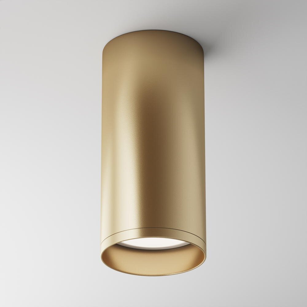 Focus plafondopbouwlamp in messing, GU10, 130mm