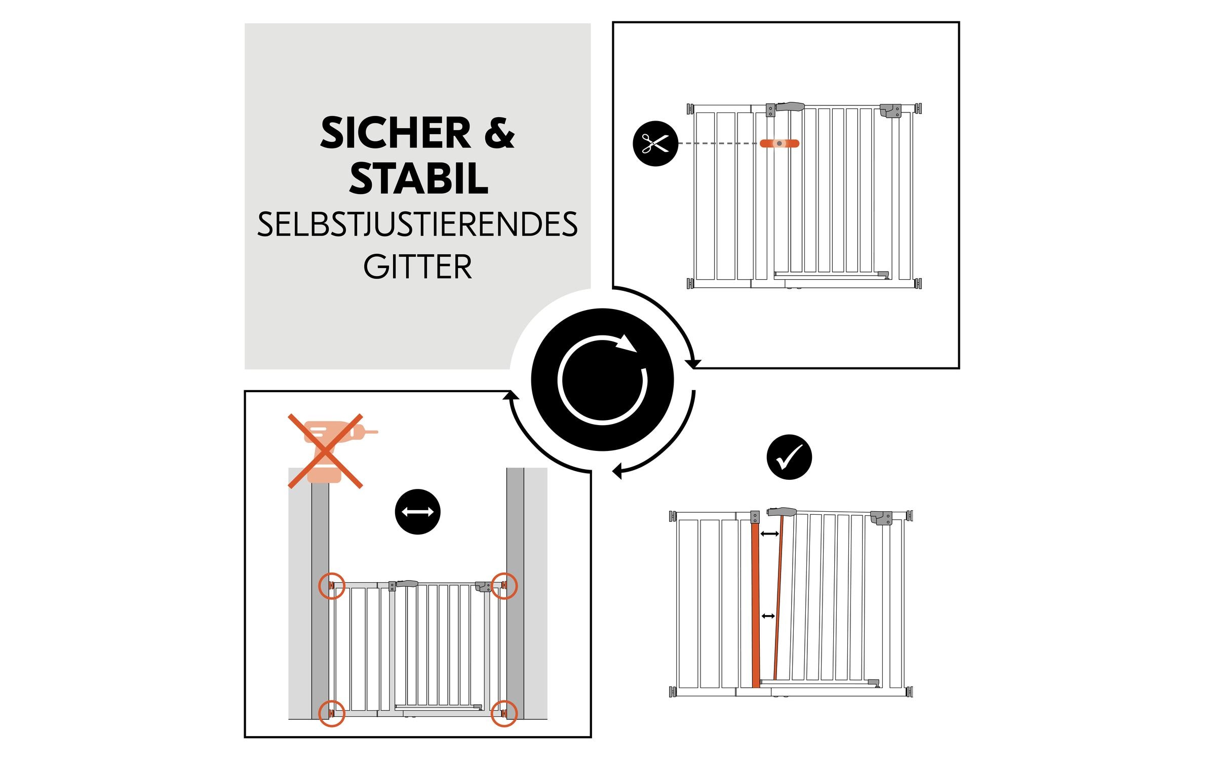 Türschutzgitter Open N Stop 2 Set +21 cm WeissPraktisches, manuell schliessendes Tür- und Treppenschutzgitter-Set