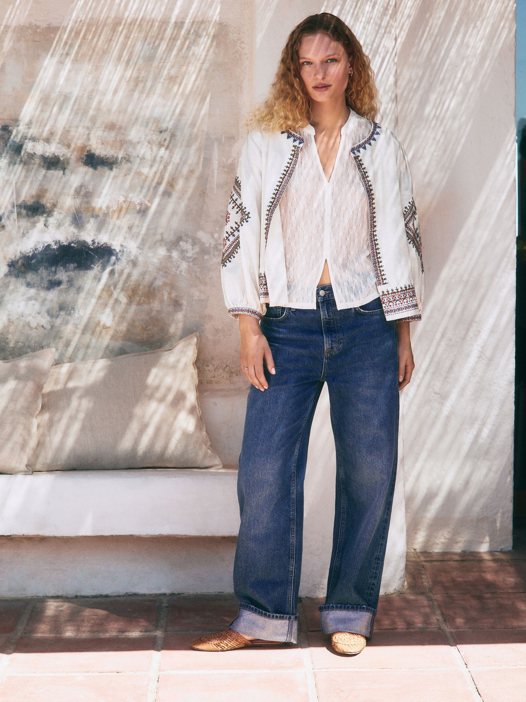 Normaal blauw - Boyfriend-jeans met omslag