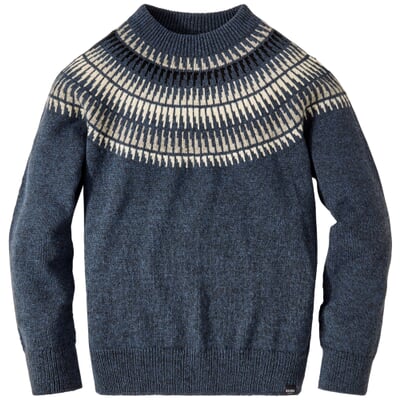 Herren-Rundhalspullover, Blau-Grau