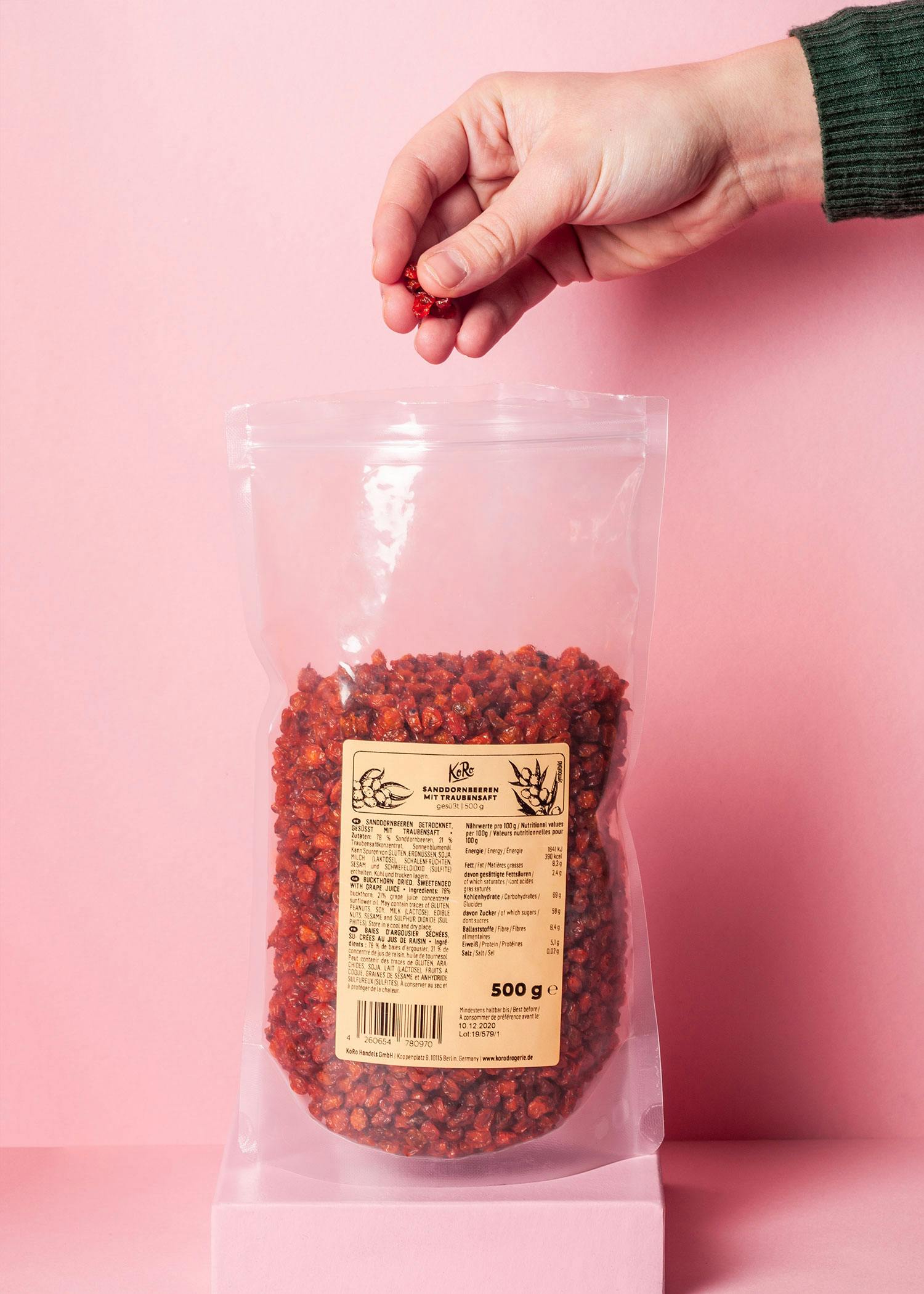 Sanddornbeeren mit Traubensaft 500 g