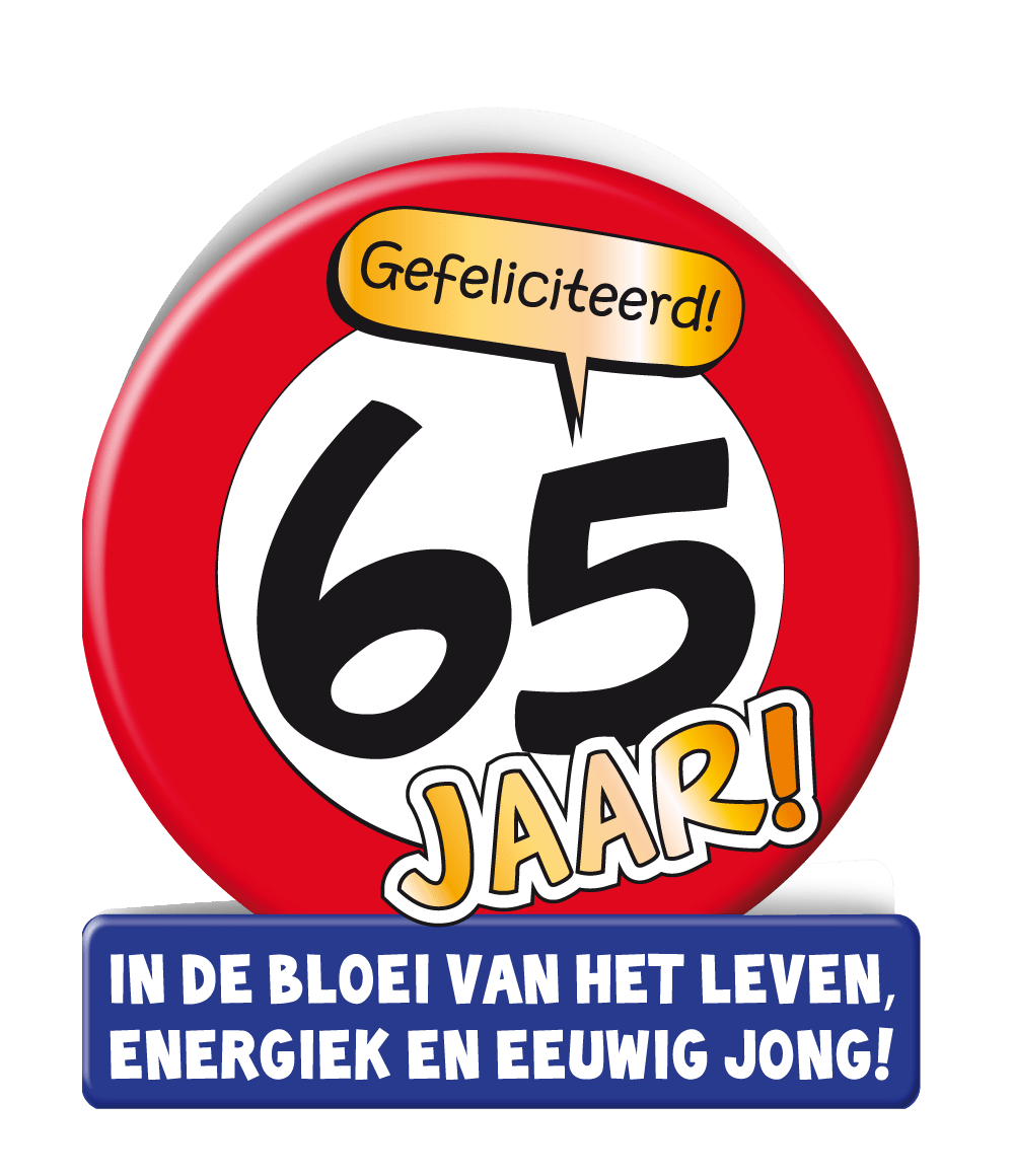 Verjaardagskaart 65 Jaar Verkeersbord 16,5cm