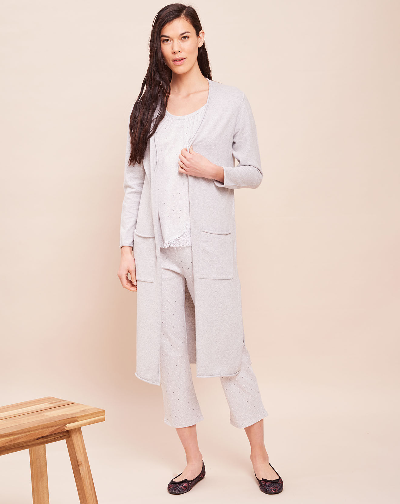 Le Chat Gilet long Essentiel gris chiné