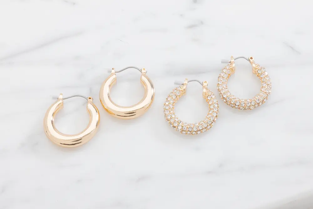 Øreringe chunky hoop 2 par - guld