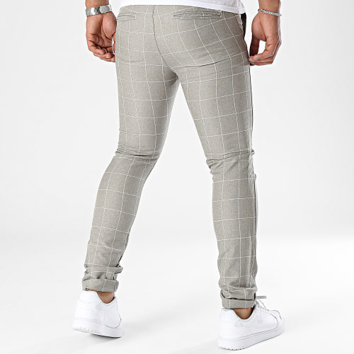 Pantalon A Carreaux Beige