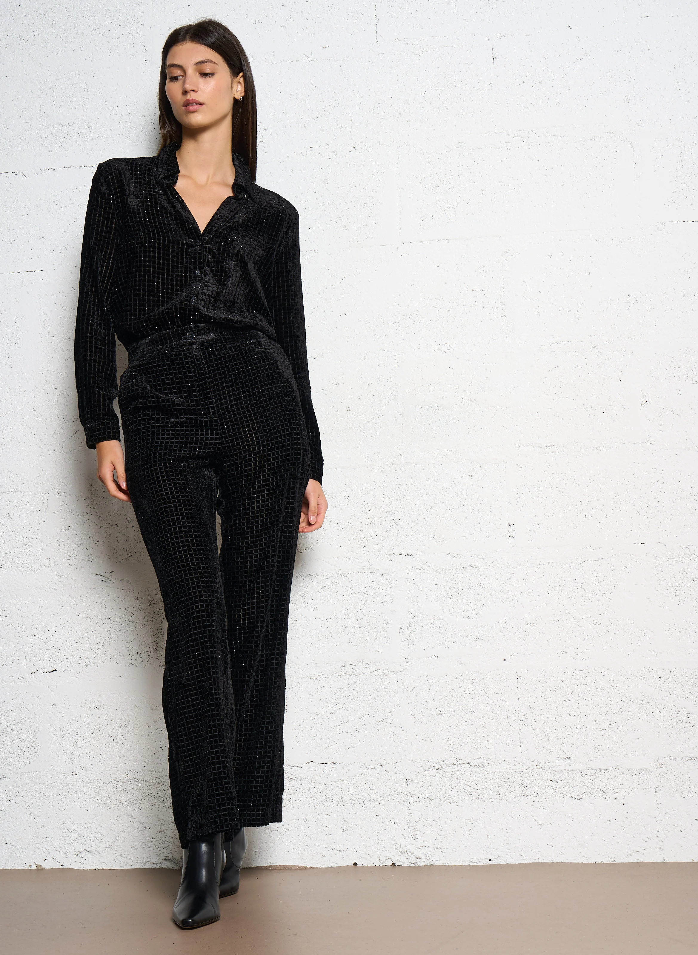 PENELOPPE - Pantalon droit imprimé | Noir