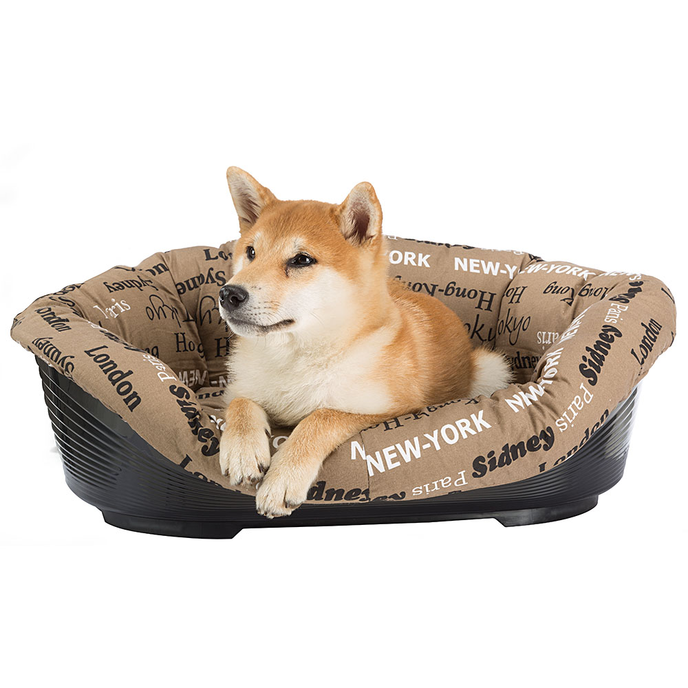 Ferplast panier chien avec coussin sofa' 8 en coton lavable, lit pour chien en plastique rembourré, corbeille en plastique et